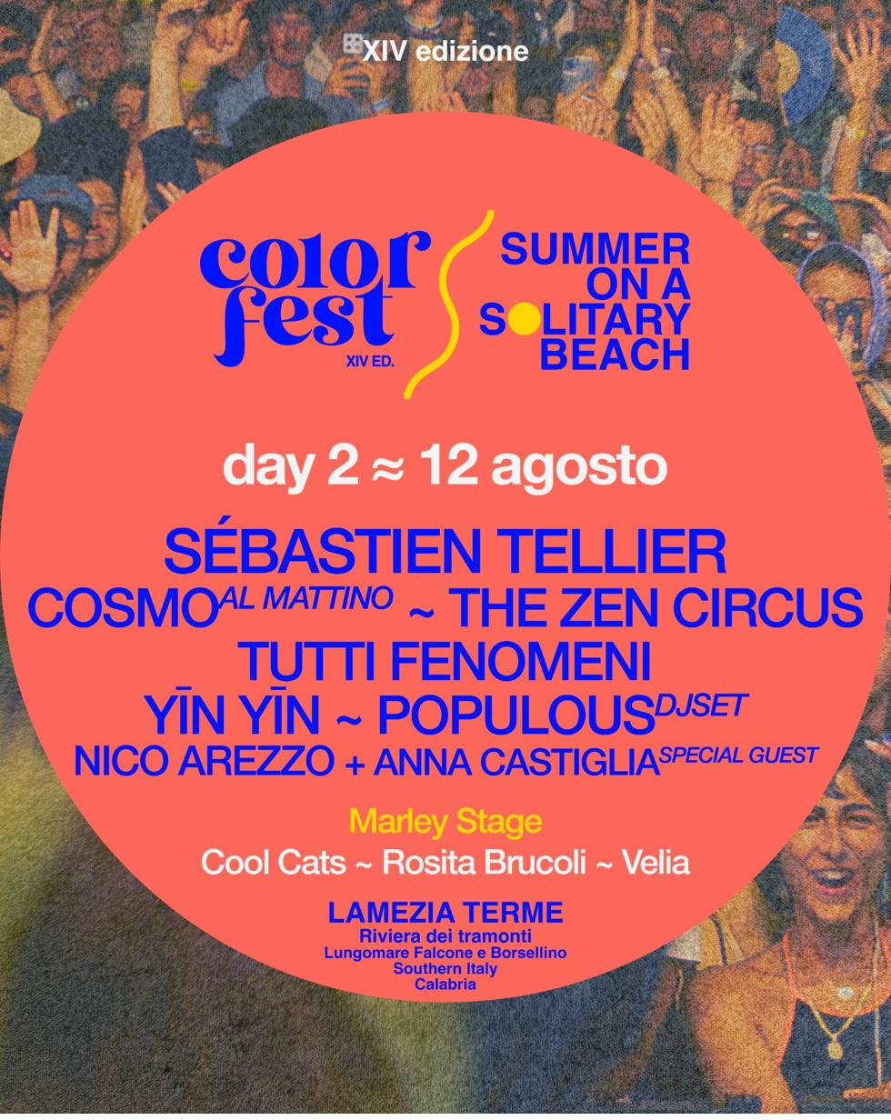 Lineup Day 2 — 12 agosto 2026 Color Fest 14