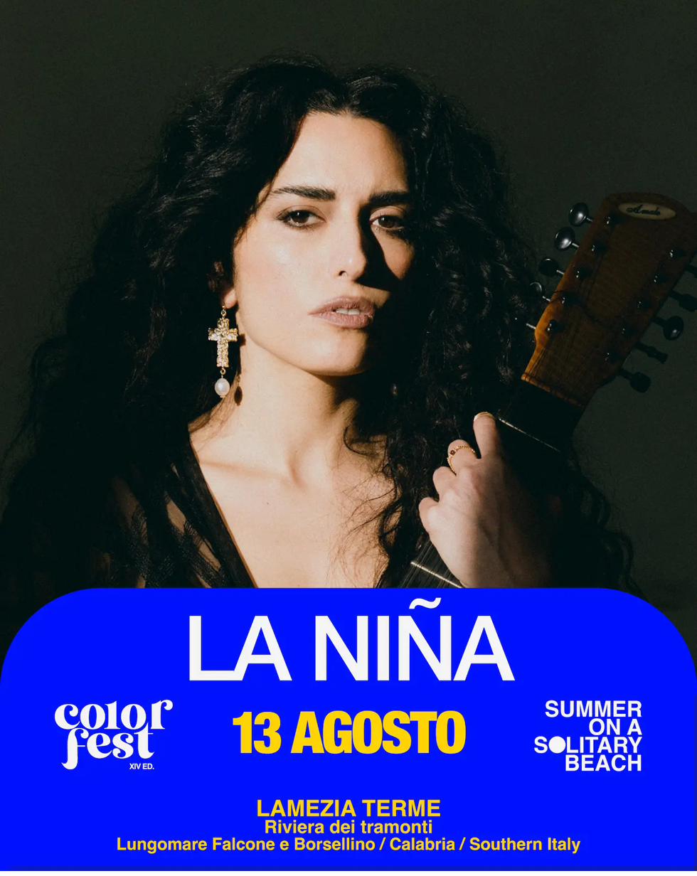 La Niña live al Color Fest 14 - 13 agosto 2026 Lamezia Terme unica data Calabria