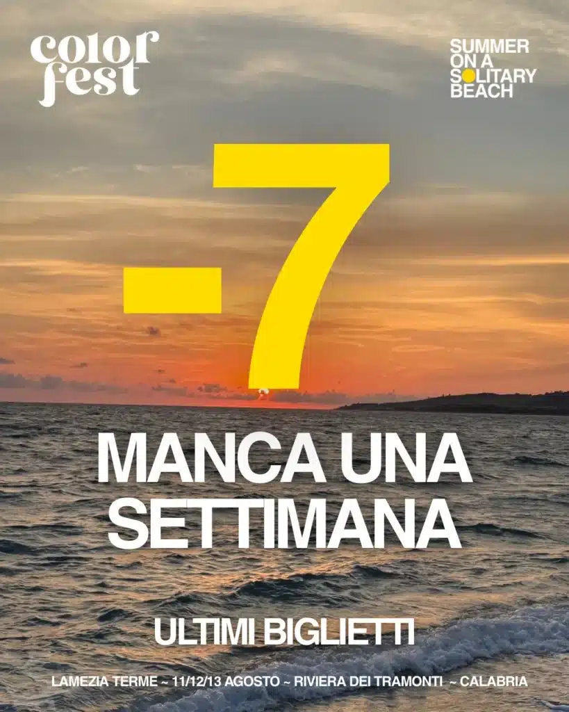 Manca una settimana al Color Fest 14 - 11, 12 e 13 agosto 2026 a Lamezia Terme, Riviera dei Tramonti